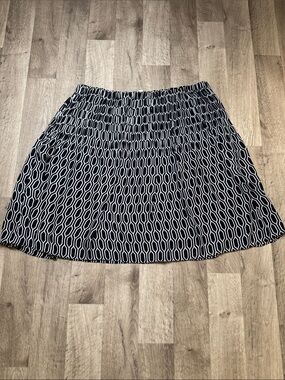 Spence Black & White Geometric Elastic Waist Skirt XL (16)